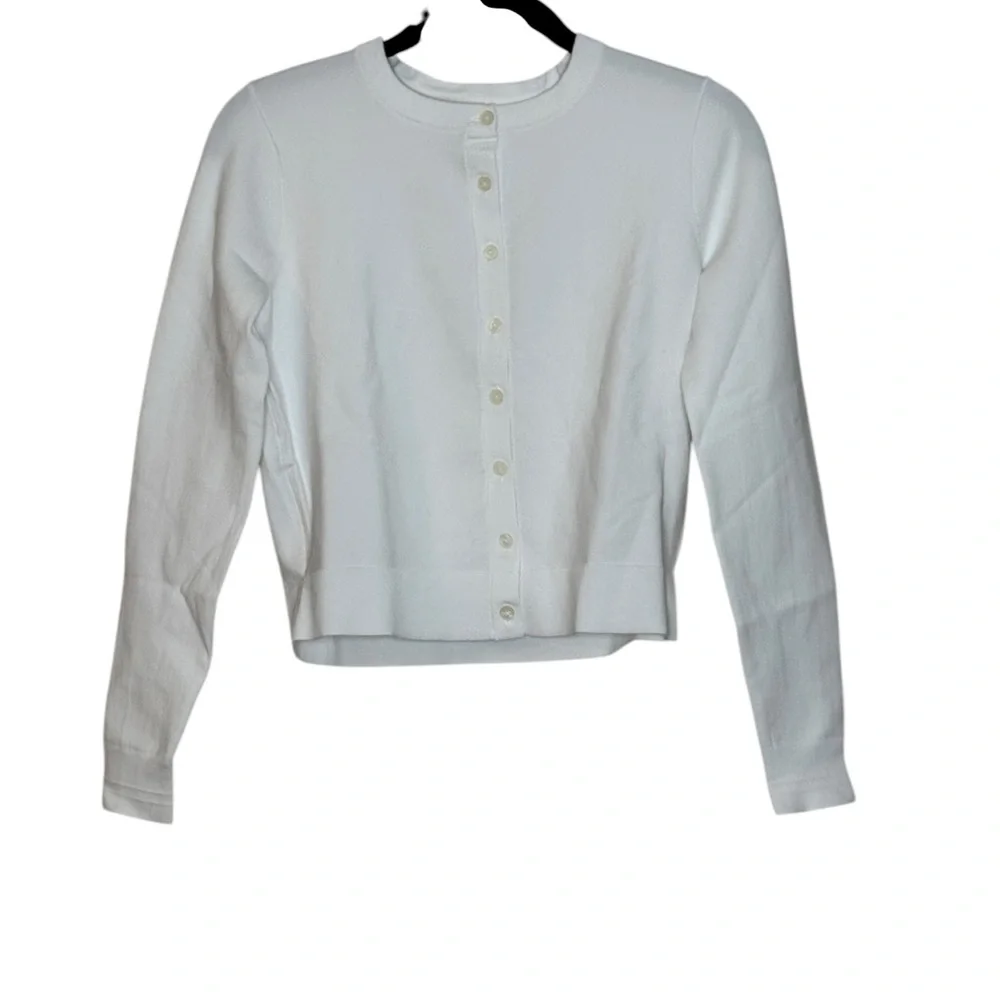 J. Crew Jackie Cardigan Sweater in Premium Ultra Fine Cotton Blend NWT XS White - Picture 5 of 12